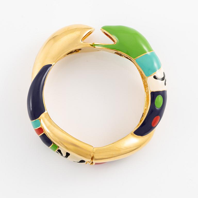 Niki de Saint Phalle ormarmband gul metall med emalj.