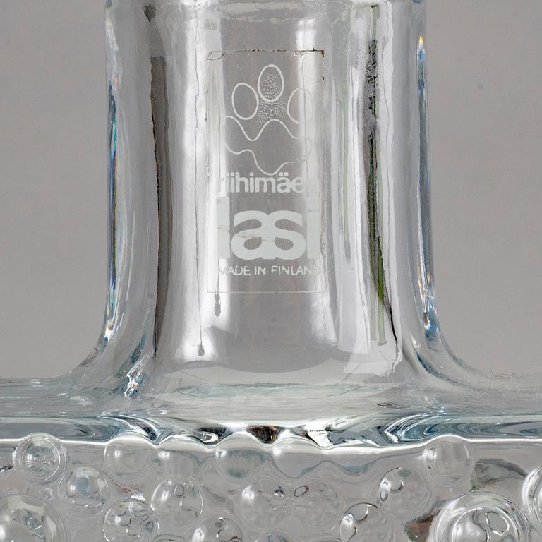 NANNY STILL, flaskor, 4 st, glas, "Stella Polaris" samt "Grapponia", Riihimäen Lasi Finland sent 1900-tal.