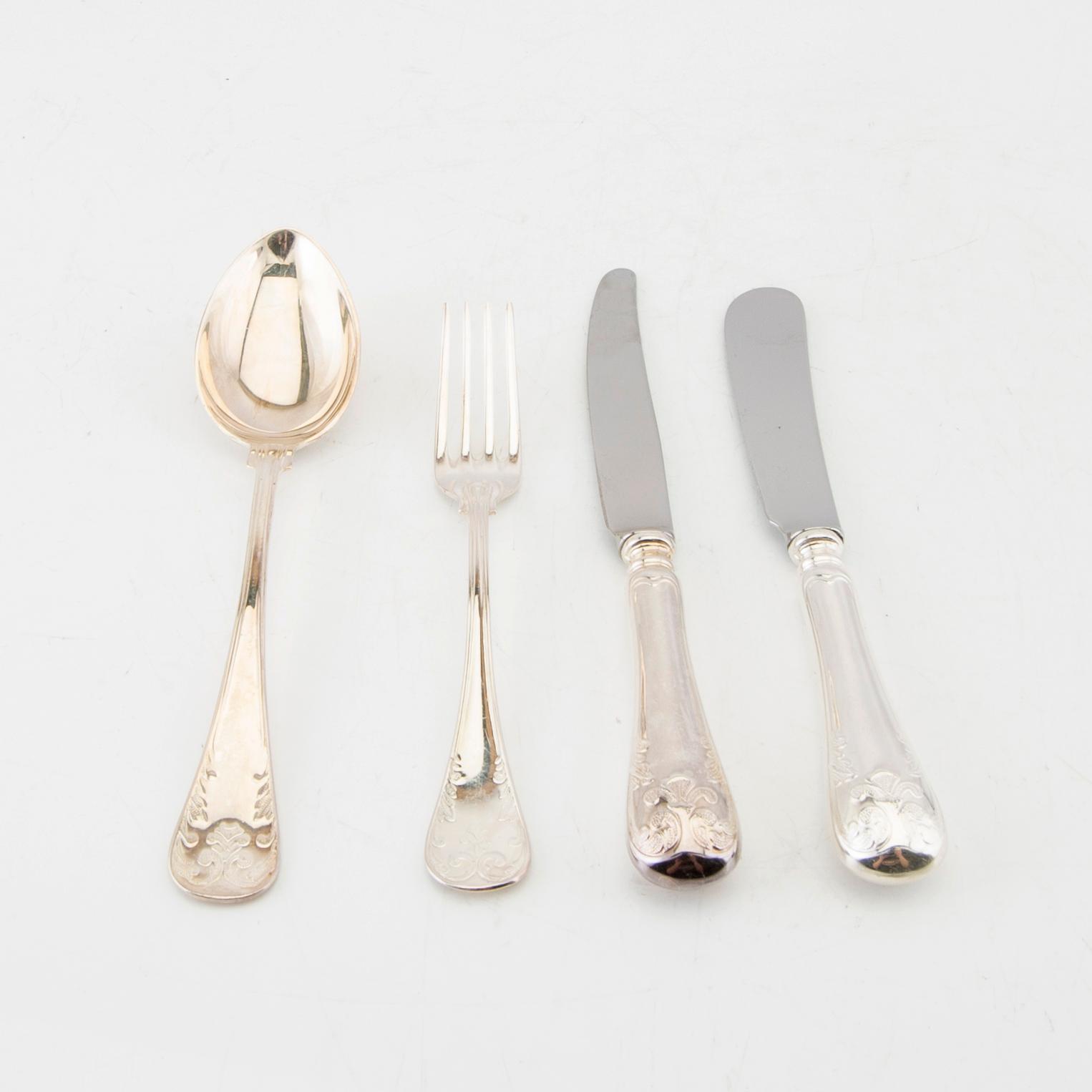 Bestick 79 dlr "Gammal Fransk" silver GAB 1990-1995.