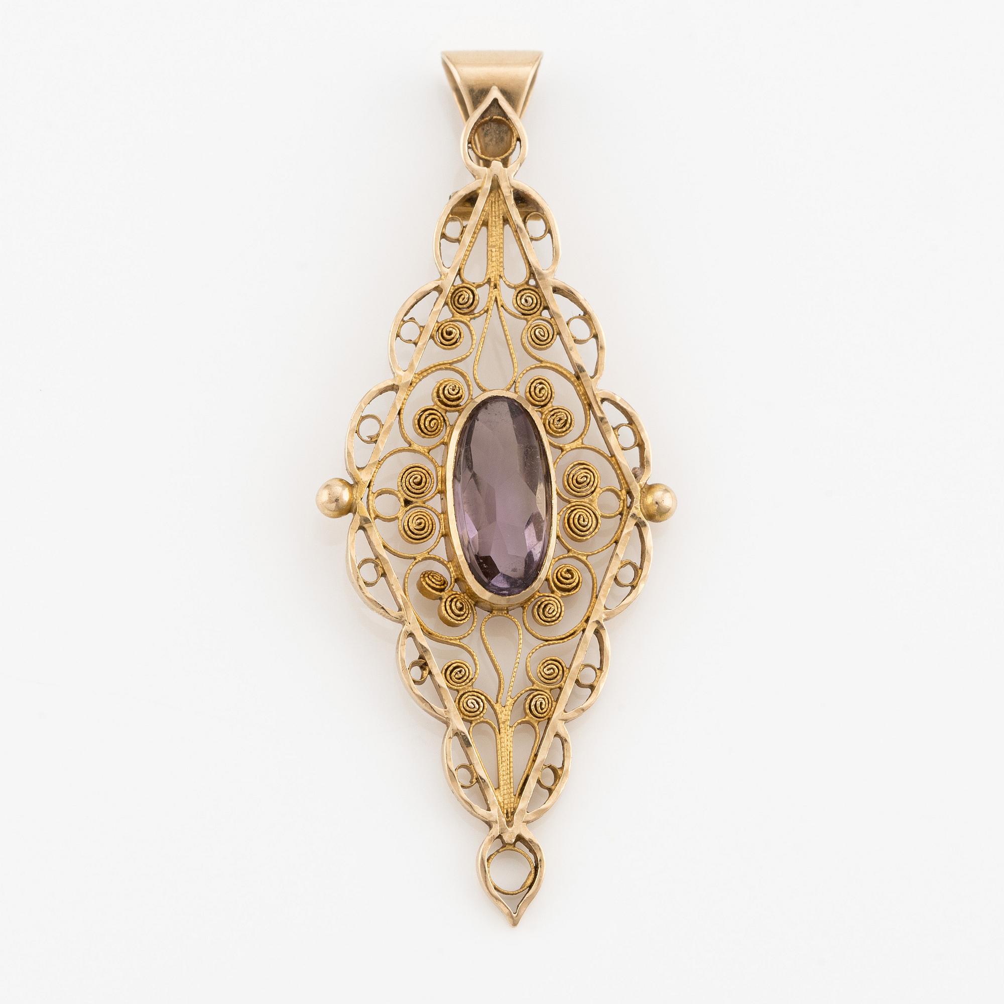 Hänge, 18K guld med ametist.