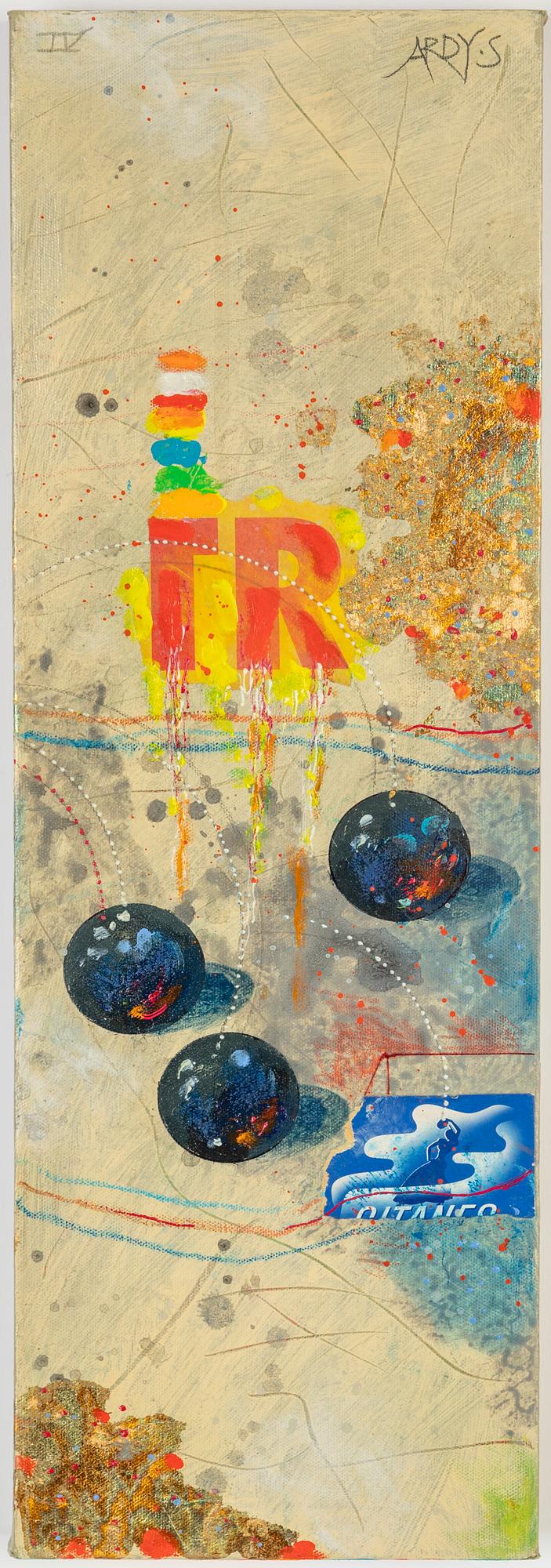 Ardy Strüwer, collage/olja på duk, signerad samt daterad 2006 a tergo.