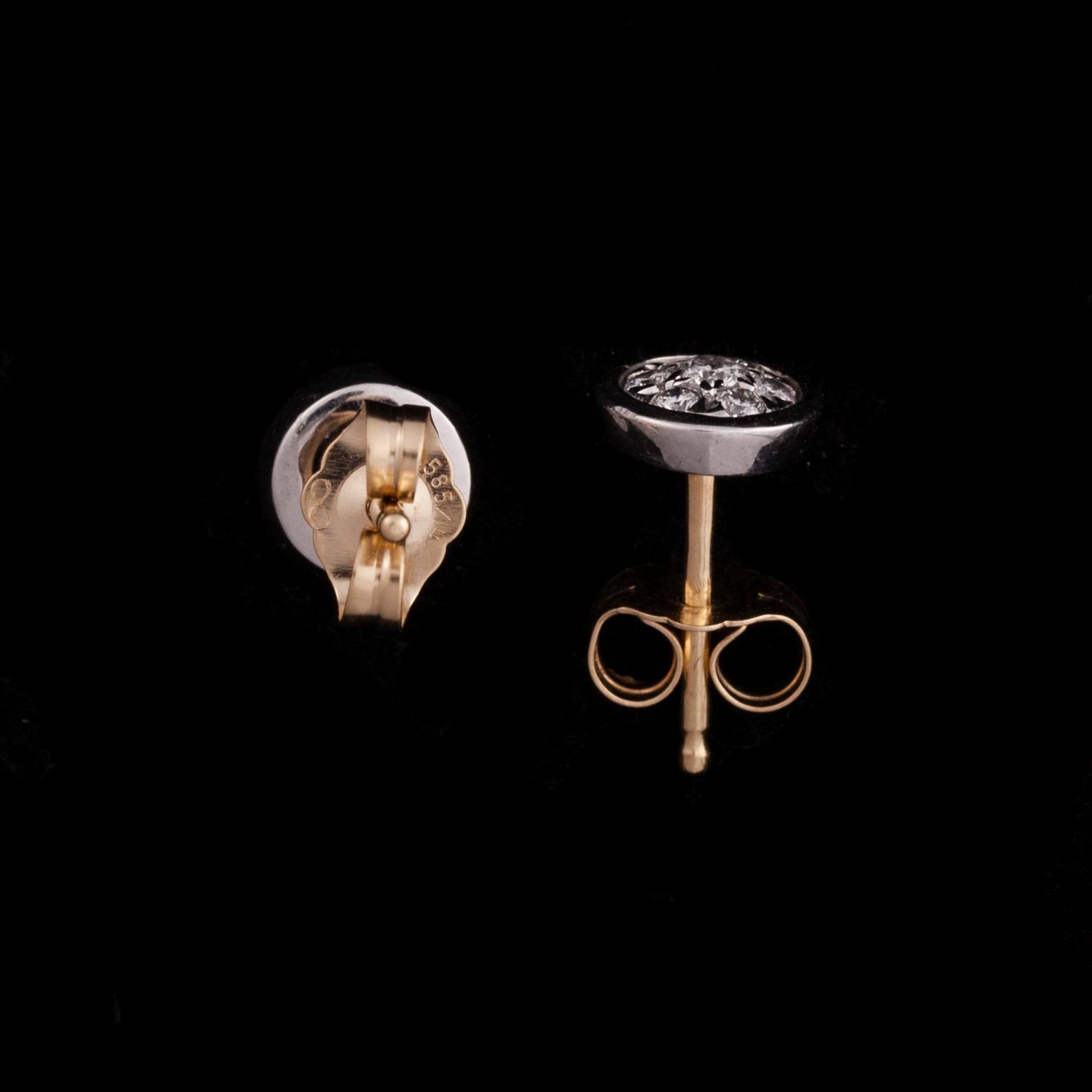 ÖRHÄNGEN, 14K guld, små diamanter. Vikt ca 2 g.