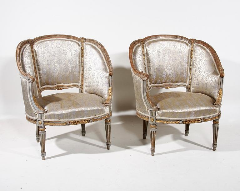 SALONGSGRUPP, 5 delar, Louis XVI-stil, tidigt 1900-tal.