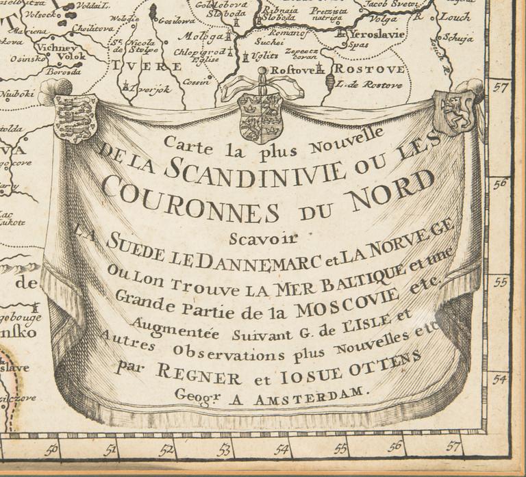 Guillaume Delisle, karta Skandinavien och Island, Regner & Iosue Ottens, Amsterdam ca 1740.