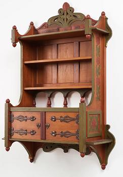 A Swedish Art Nouveau painted shelf executed by A． Lagerberg, 1897.