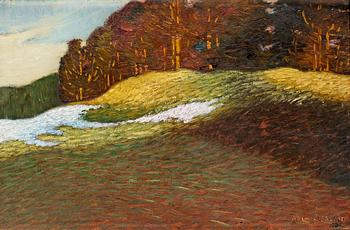 628. Helmer Osslund, Spring landscape with melting snow.