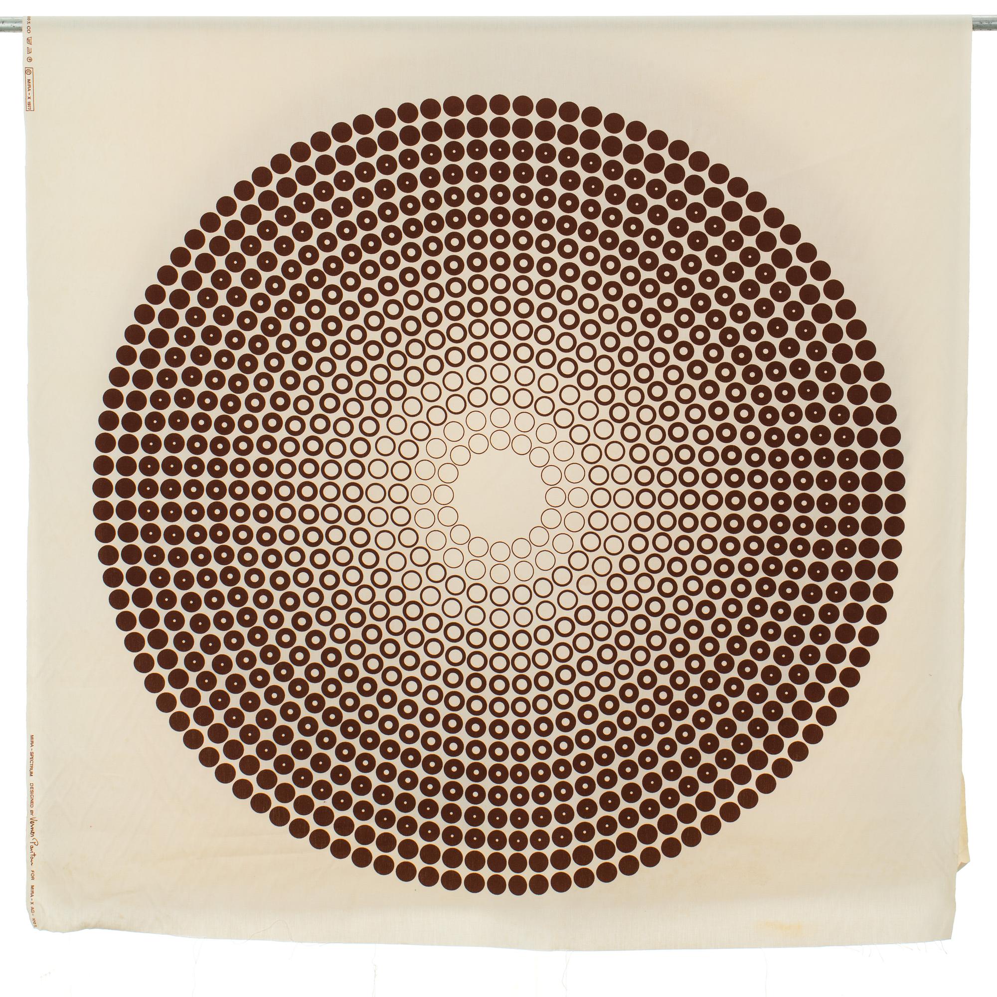 TEXTIL, bomull, Verner Panton för Mira-X. 1970-tal.