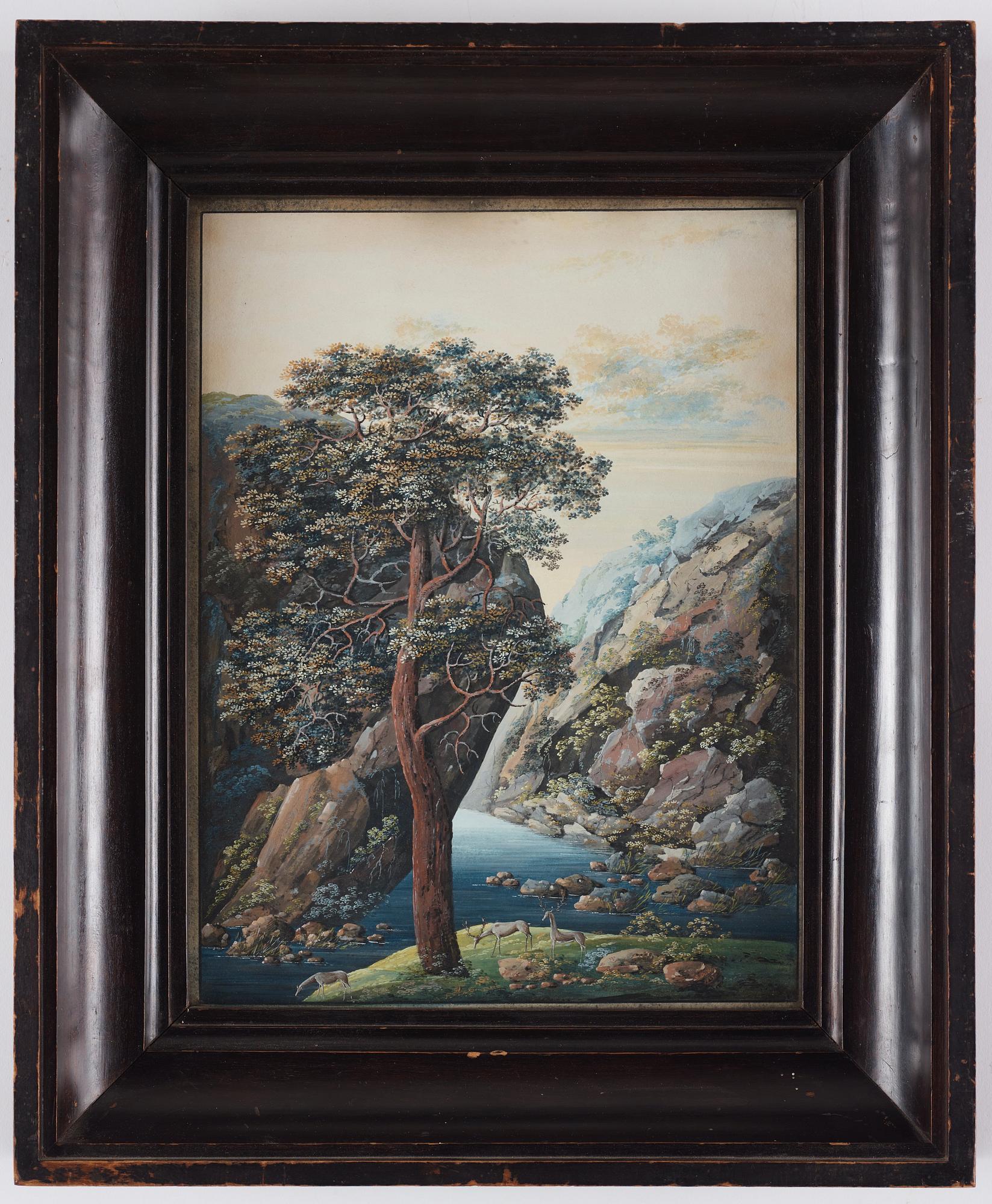 Anders Gustaf von Düben, The waterfalls in Bergpark Wilhelmshöhe, Germany, a pair.