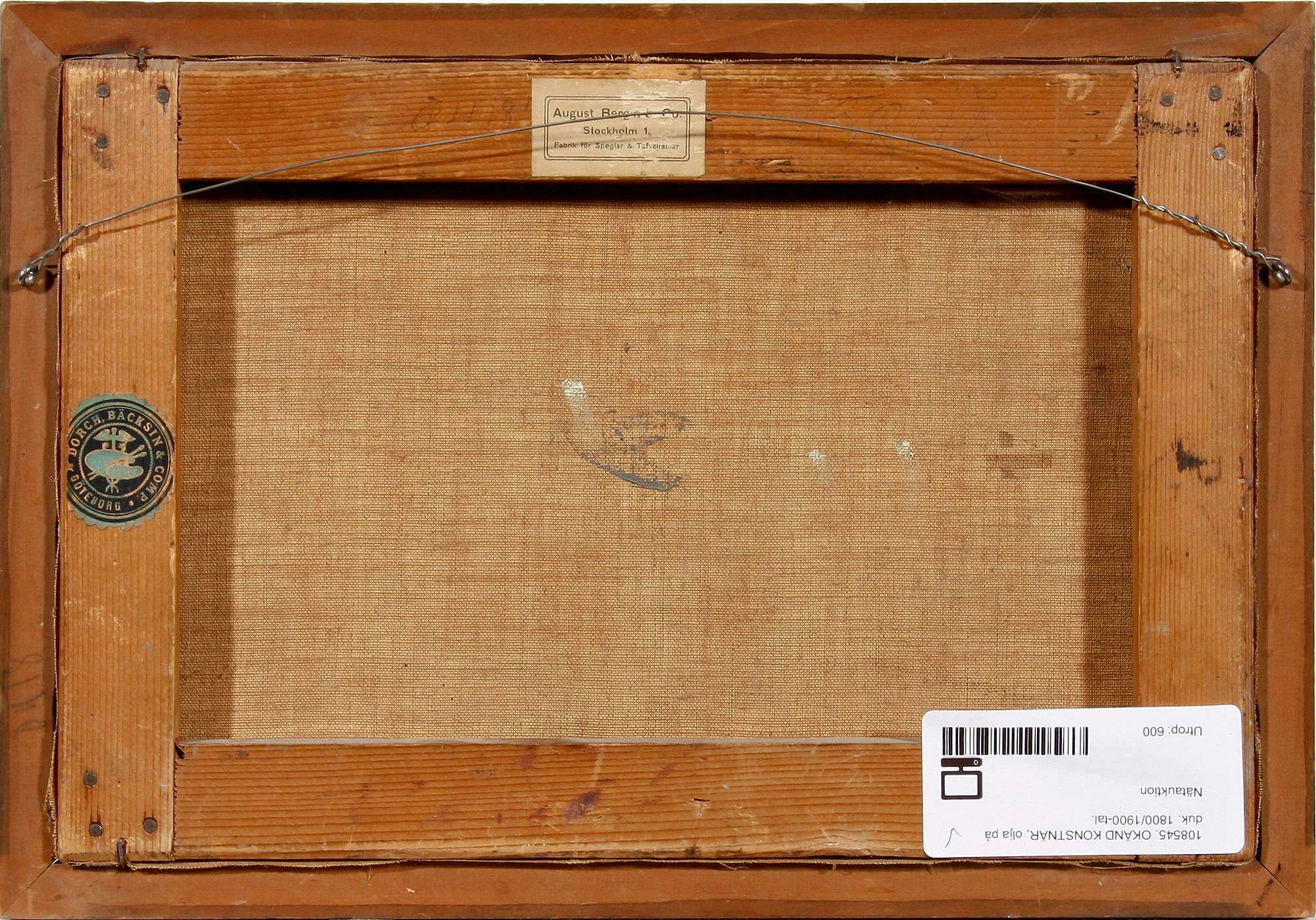 OKÄND KONSTNÄR, olja på duk. 1800/1900-tal.