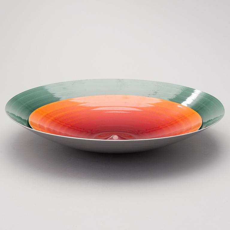 A pair of late 20th Century enameled aluminium 'Tuuli' bowls by Brita Flander, Hackman, Finland.