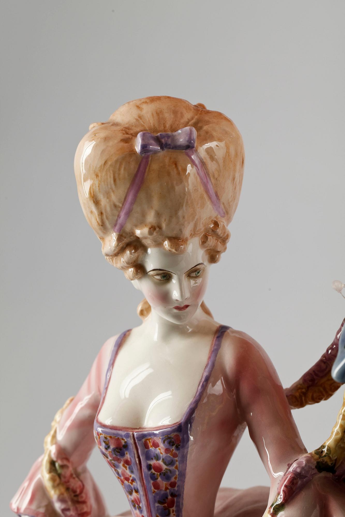 BORDSLAMPA, porslin, Goldscheider, Wien, 1900-talets mitt.