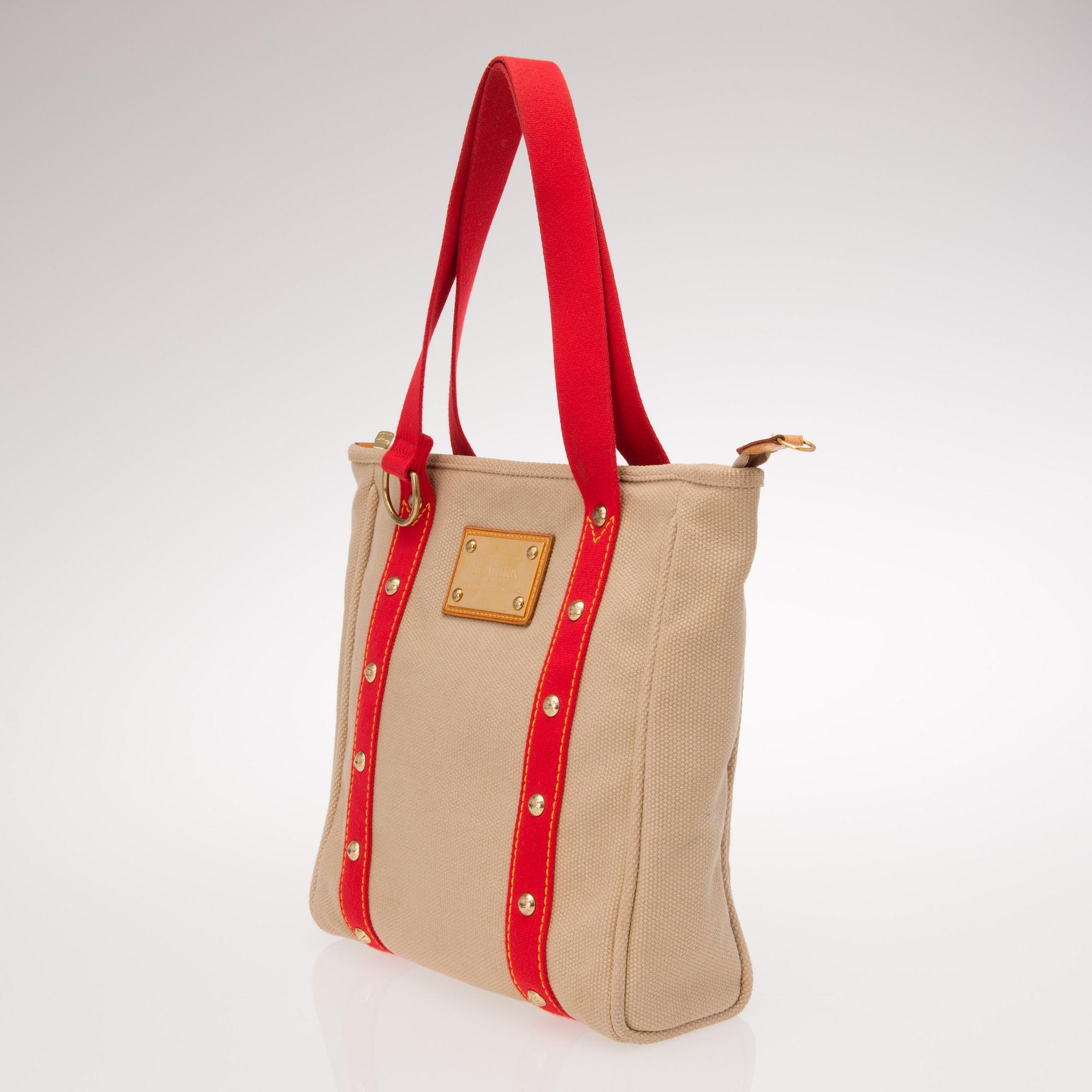 LOUIS VUITTON CANVAS ANTIGUA CABAS MM TOTE BAG.