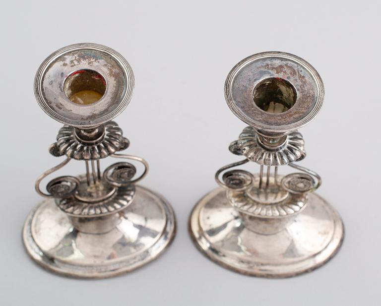LJUSSTAKAR, 1 par, silver, 1800-tal.