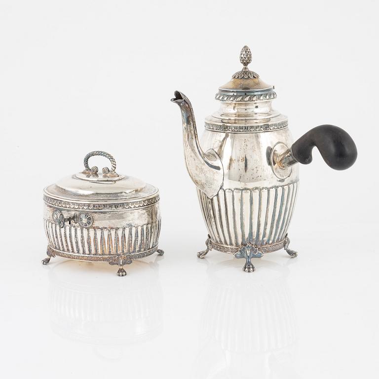 A three-piece silver coffee service, Gustavian style, GAB, Stockholm, 1916.