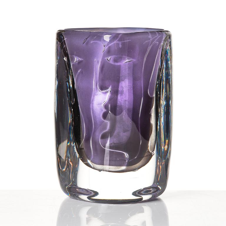 Ingeborg Lundin, an "ariel" glass vase, 'Ansikten' (Faces), Orrefors, Sweden 1969.