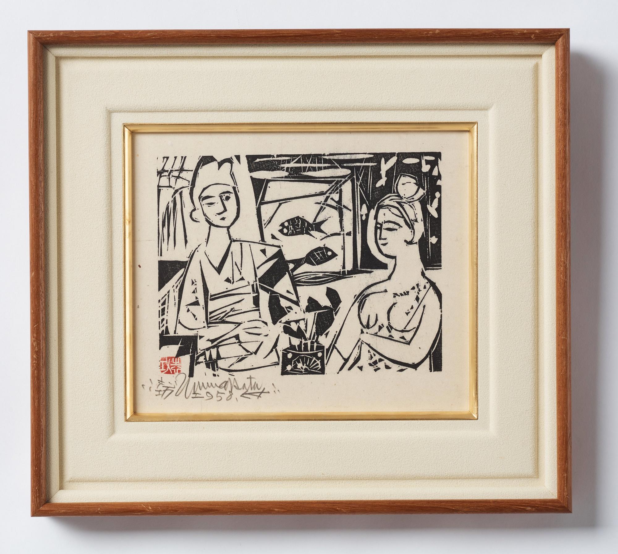 Suzumi no saku (Two ladies taking cool breeze in Midsummer).