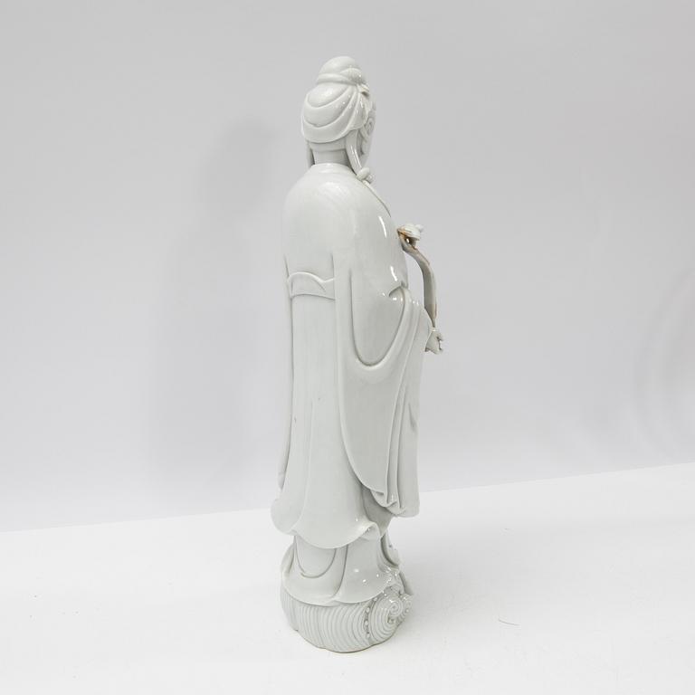 Guanyin, porcelain, blanc de Chine, late Qing dynasty, 19th century.