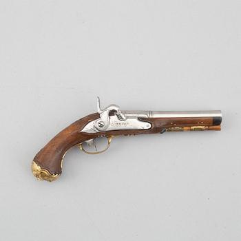 Percussion pistol, converted from flintlock, Anton Gerhardt Stockholm (1705-49).