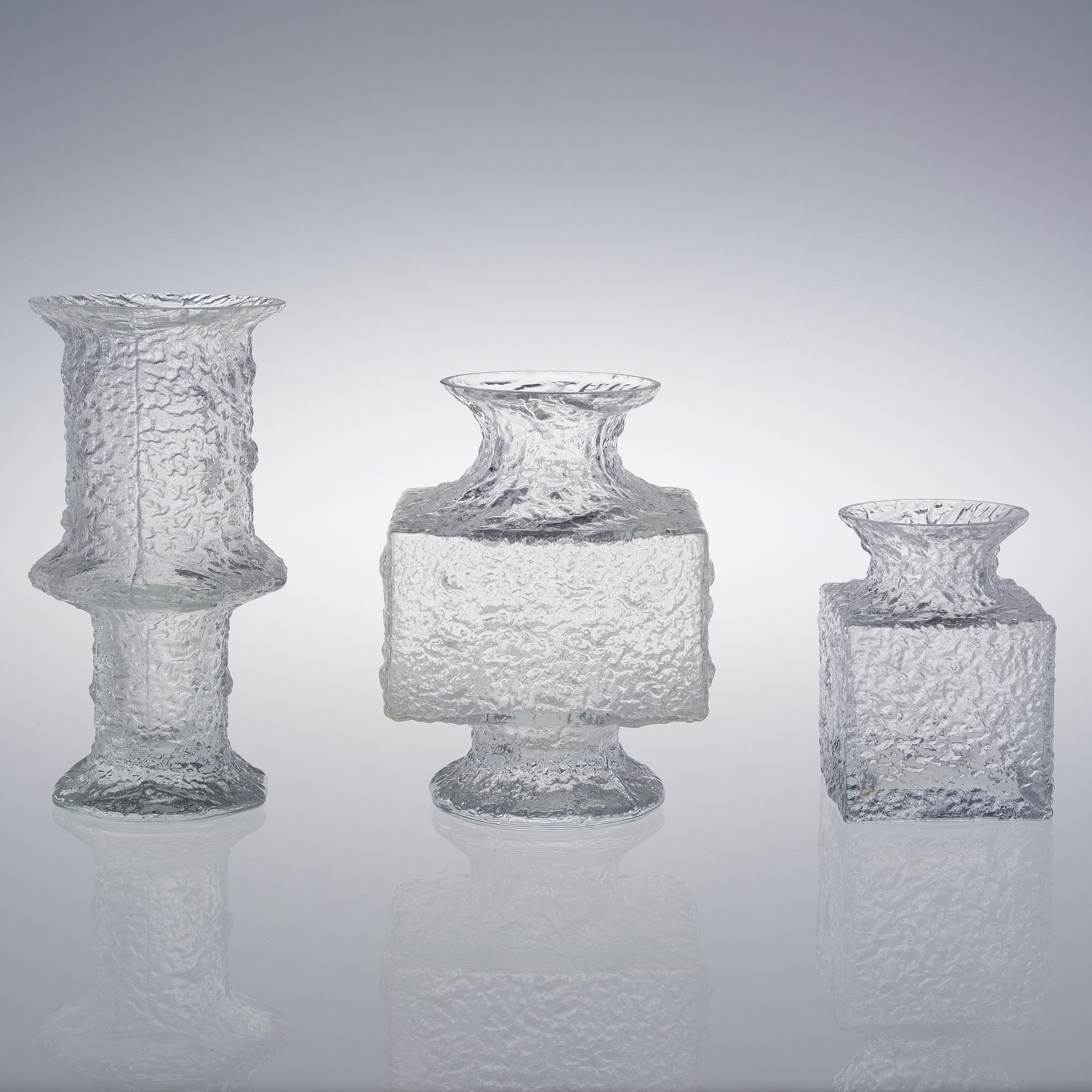 TIMO SARPANEVA, MALJAKOITA, 3 kpl, "Nardus", "Crassus", "Krookus" Iittala, 1960-70-luku. Yksi signeerattu.