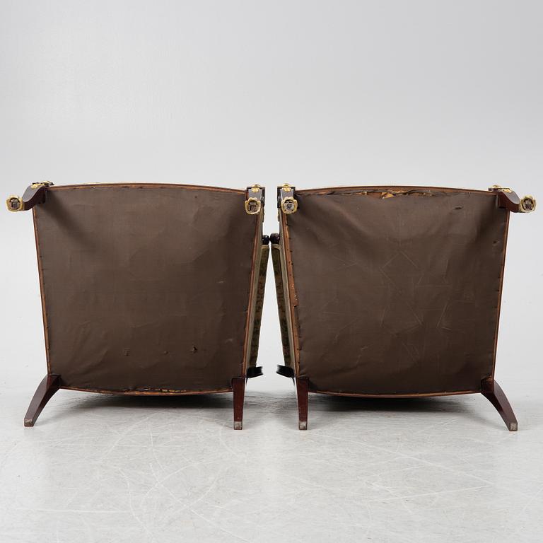 Soffa och 2 fåtöljer, empirestil, 1900-tal.