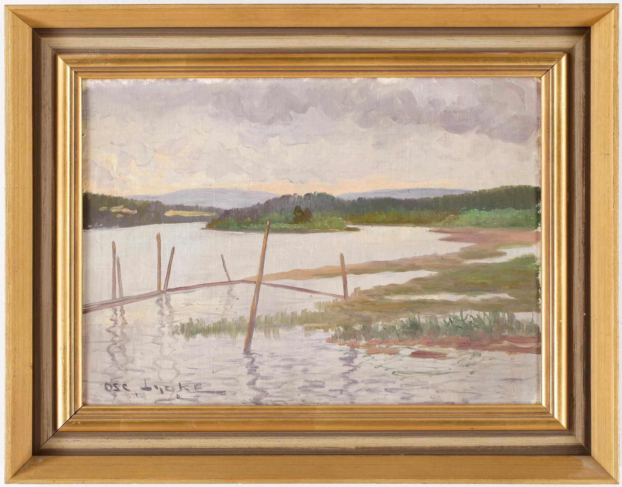 OSCAR LYCKE.  Olja på duk uppfäst på papp-pannå. Signerad Osc Lycke.