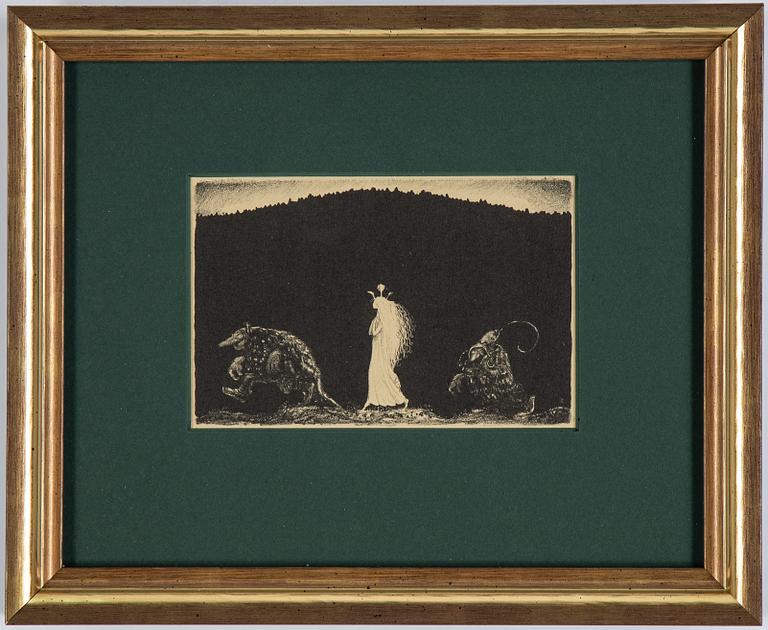 John Bauer, lithograph, from "Troll", 1915. Signed B in the print.