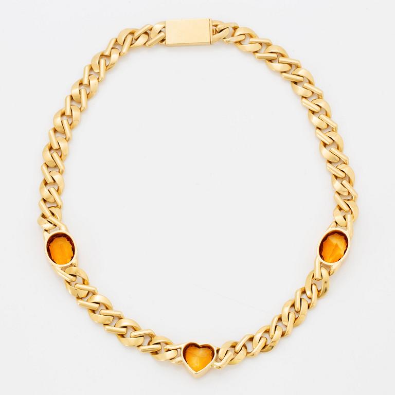 Collier 18K guld med fasettslipade citriner.