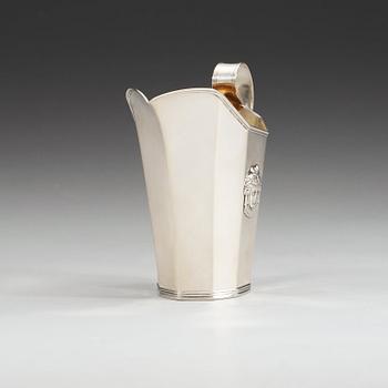 A Swedish 18th century parcel-gild milk-jug, makers mark of Pehr Zethelius, Stockholm 1798.