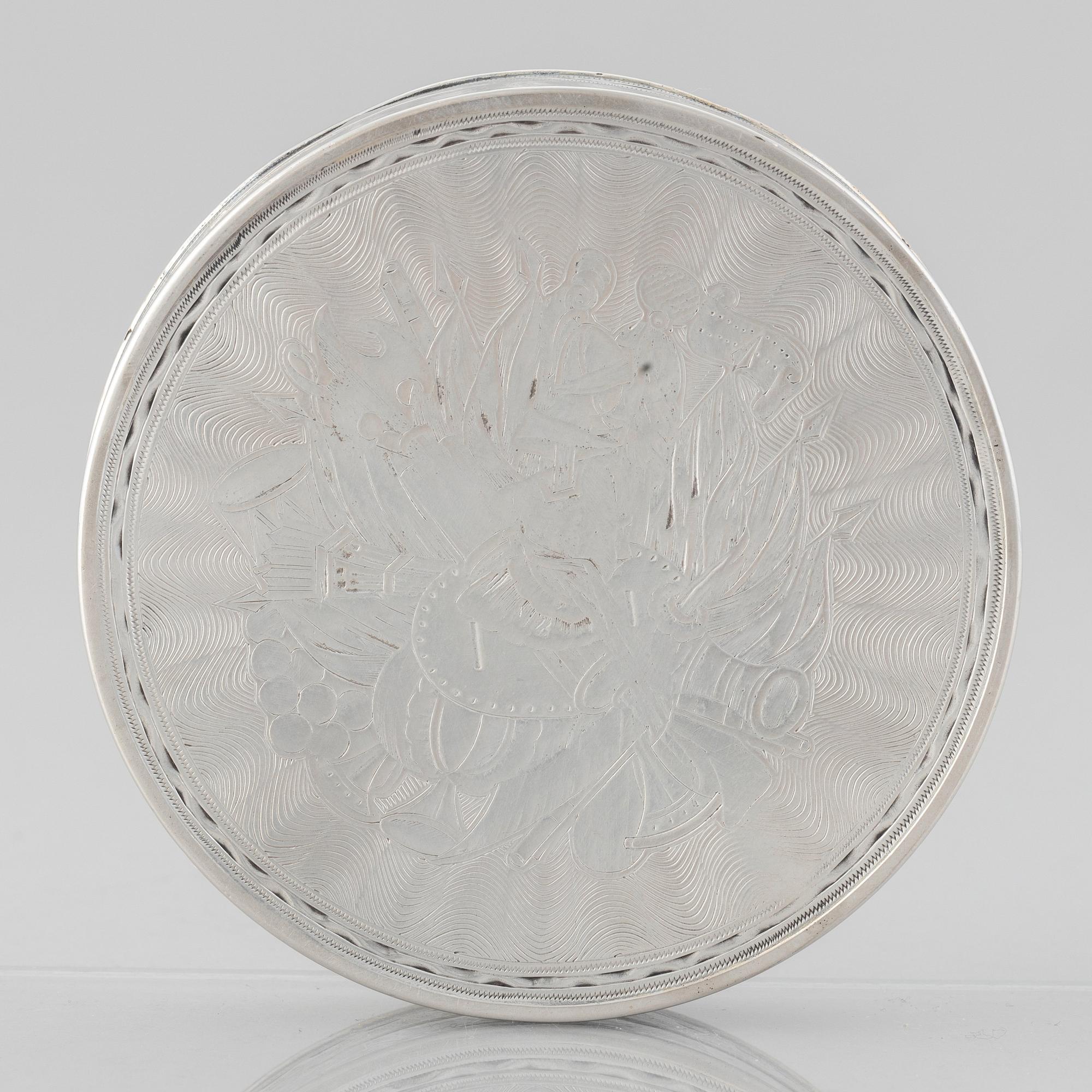 A Russian early 19th Century silver-box, mark of Vasili Popov (1816-1840), Moscow.