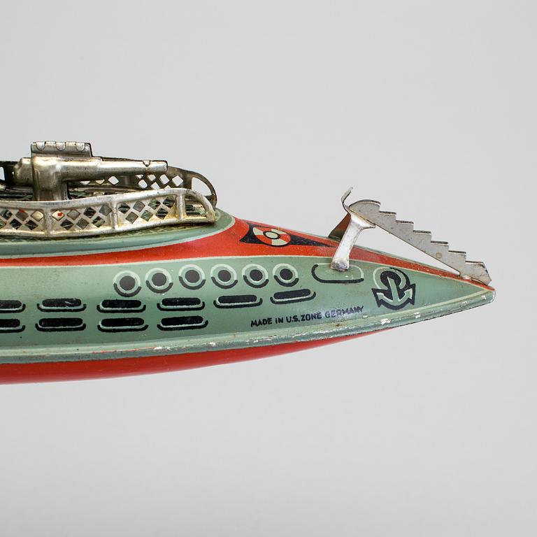 A tinplate Arnold submarine A2004, Germany, ca 1950.