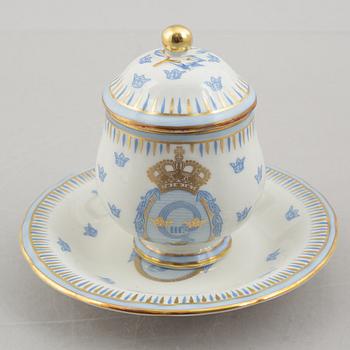 Twelve porcelain custard cups with covers and stands, Rörstrand, Sweden, second half of the 20th century.