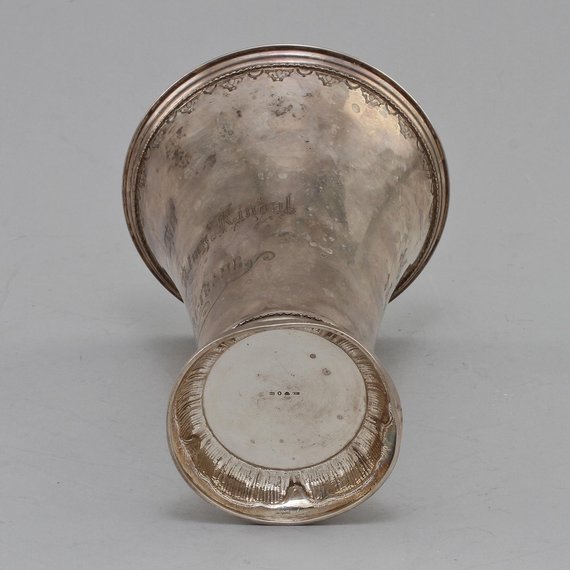 POKAL, silver, GAB, Stockholm, 1896. Vikt 340 g.