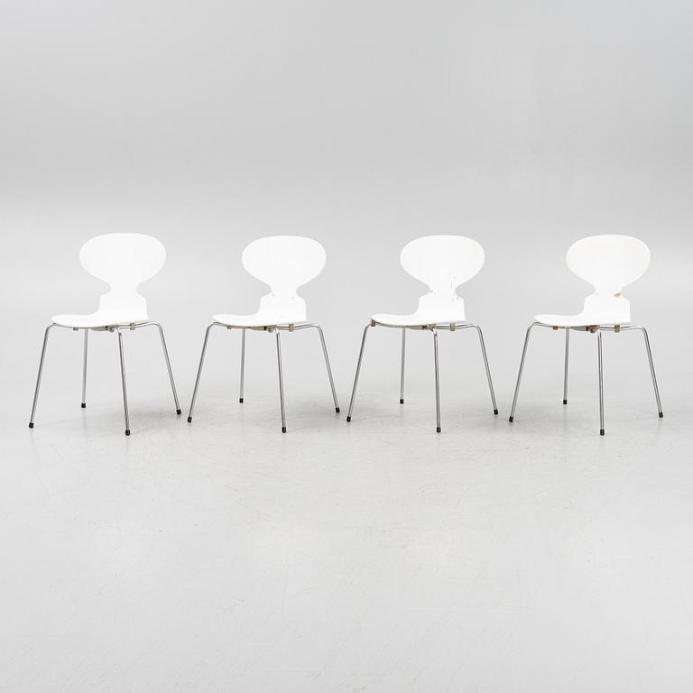 Arne Jacobsen, a set of four 'Ant' chairs, Fritz Hansen, Denmark.