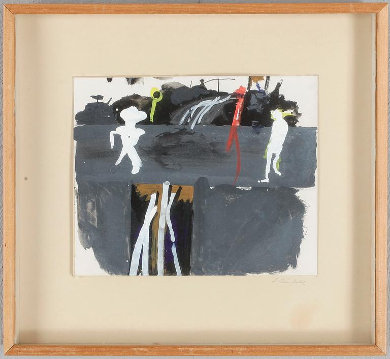 LAGE LINDELL, blandteknik på papp, signerad på monteringsyta.