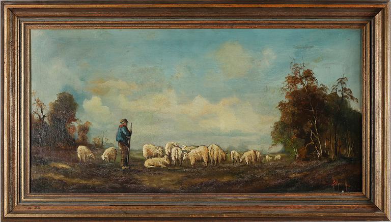 OKÄND KONSTNÄR, olja på pannå, otydligt signerad, 1900-tal.