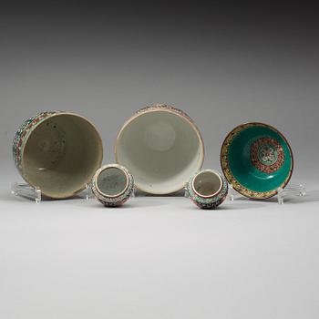 A group of Bencharong porcelain bowls, China for the Thai Market, Ayutthaya Period, 18th/19th Century.