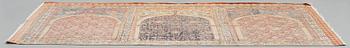 MATTO FRAGMENT, an antique Indian, Mughal Empire 17th-18th century probably, saff, ca 277 x 136 cm.