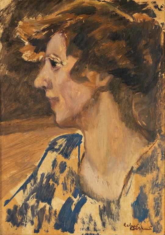 Helmer Osslund, 'Kvinna i blåblommig blus' (Woman in a patterned blouse).