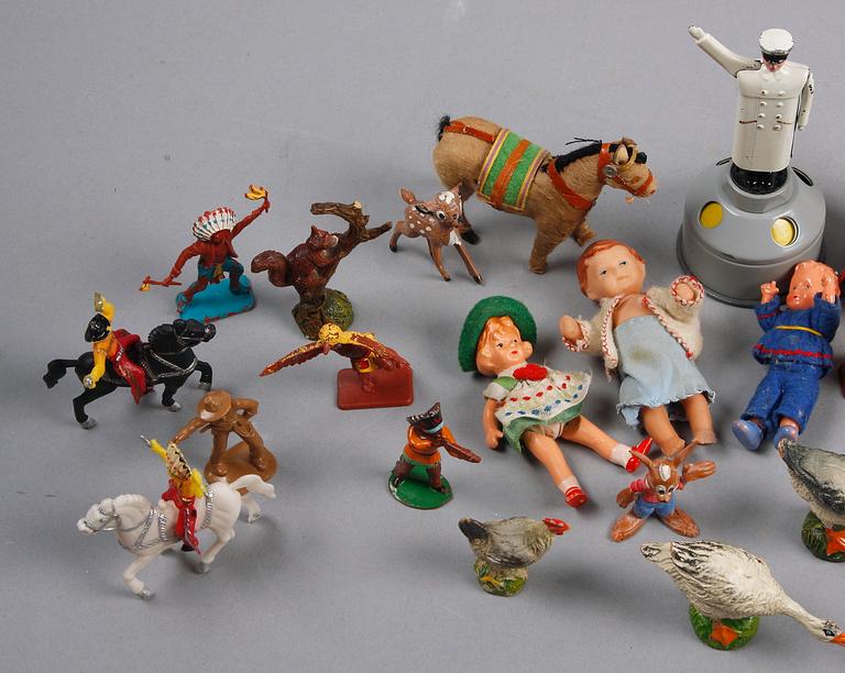 PARTI LEKSAKER, ca 43 delar, bla Schuco "Flic 4520".