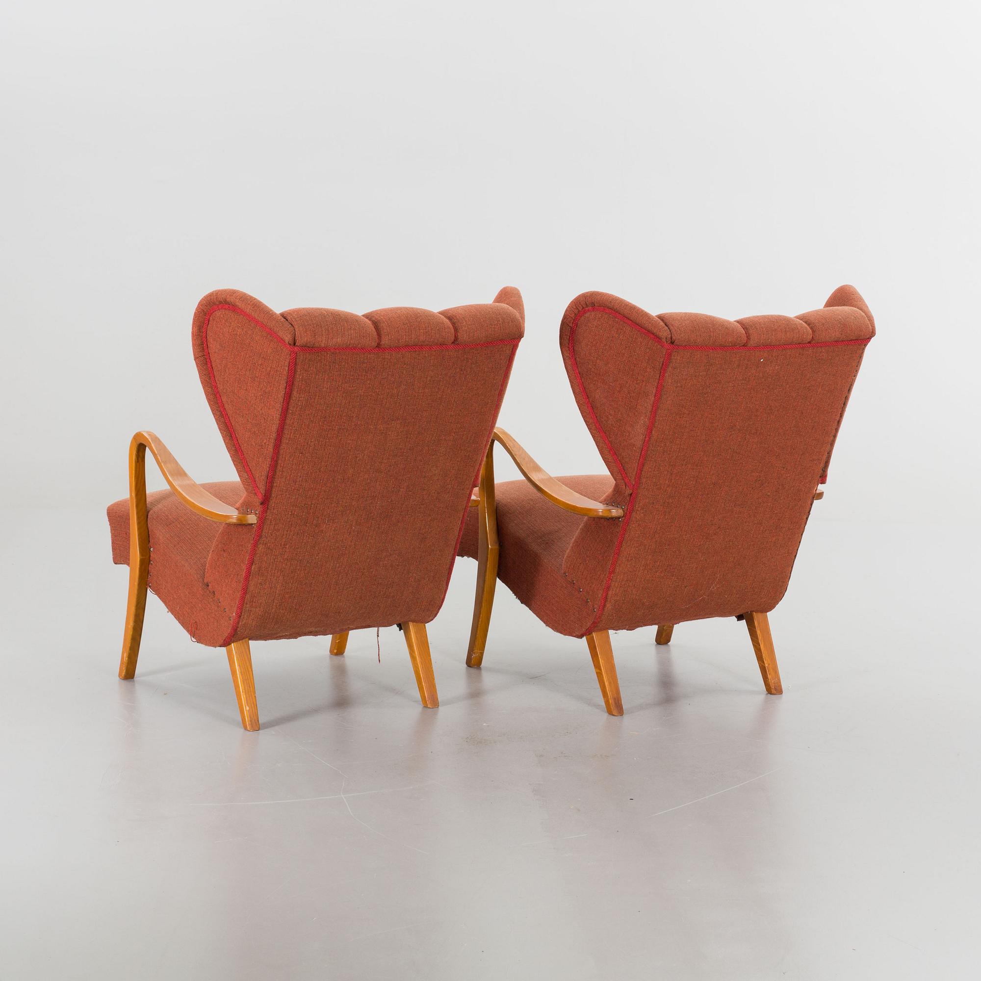 ÖRONLAPPSFÅTÖLJER, ett par, Sverige, 1900-talets mitt.