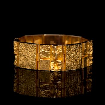 BJÖRN WECKSTRÖM, BRACELET, "Quadrate Forms", 14K gold, Lapponia 1972.