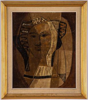 Esaias Thorén, olja på pannå, signerad och daterad 1952.