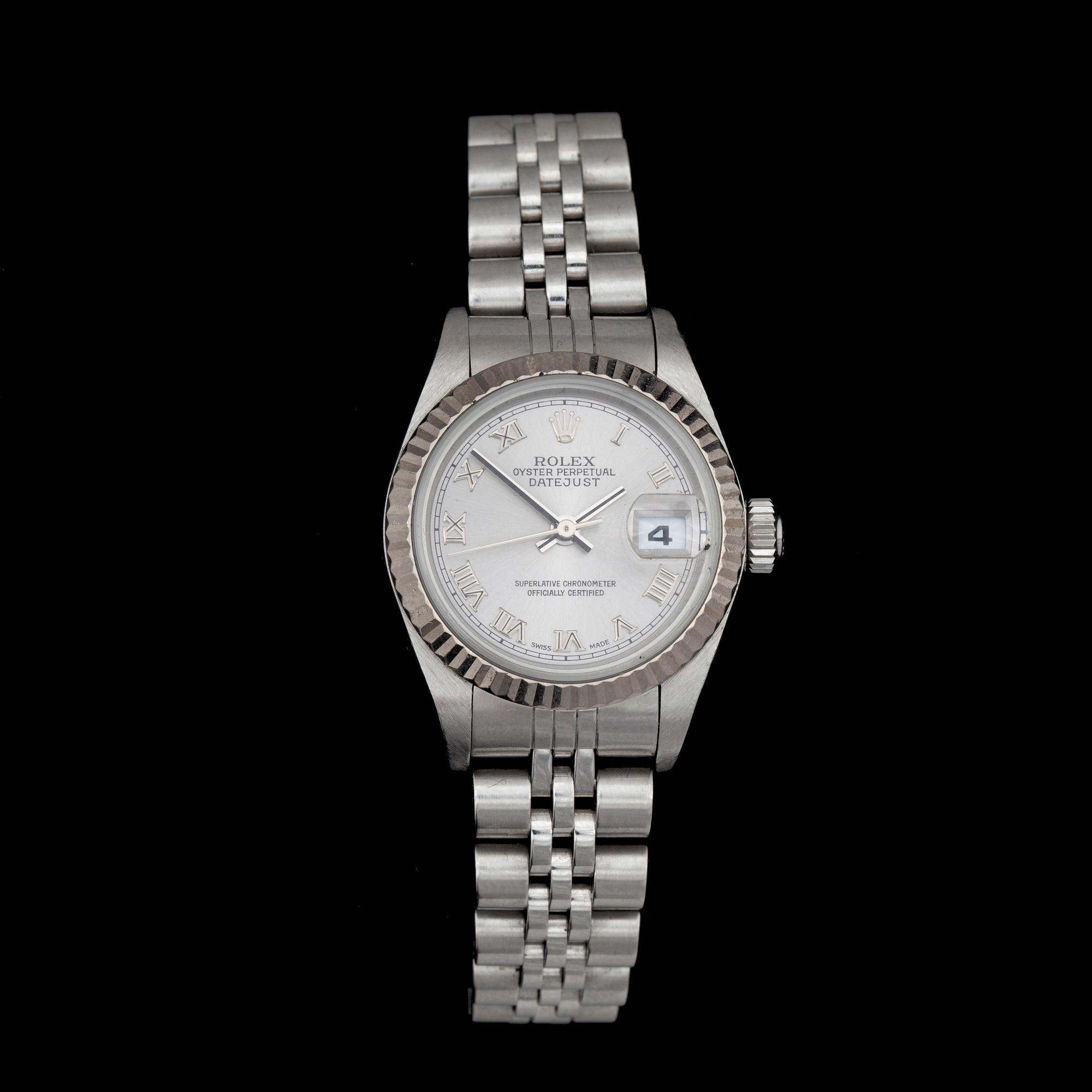 DAMARMBANDSUR, Rolex Oyster Perpetual, Datejust, stål/rhodium, med  box och cert, 2001/2002.