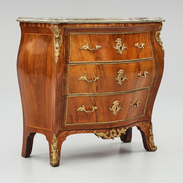 A Swedish Rococo 18th century commode attributed to Lars Nordin, master 1743.