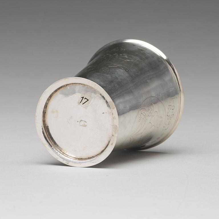 A Swedish early 18th century silver beaker, mark of Christian Dalbeck, Kristianstad 1716.