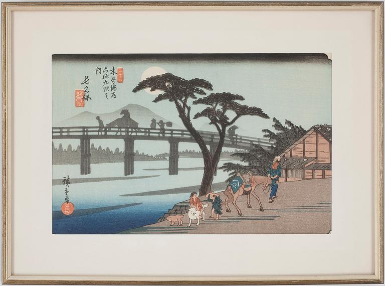 ANDO UTAGAWA HIROSHIGE, efter, träsnitt 6 st. Senare tryck. Japan. 1900-tal.