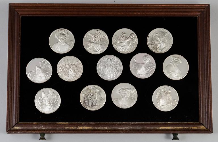 SAMLARMEDALJER, 50 st, sterlingsilver, "Rembrandt i silver", Franklin Mint AB, 1974.