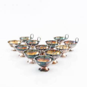 Punch mugs 12 pcs silver, Ceson Gothenburg 1957-1966.