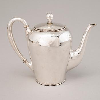 A sterling silver beaded teapot by Wilhelm Binder, Schwäbisch Gmünd, Germany.