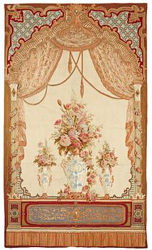 A TAPESTRY, "A Palace interior", ca 314,5 x 185,5-186,5 cm, Aubusson probably, second half of the 19th century.